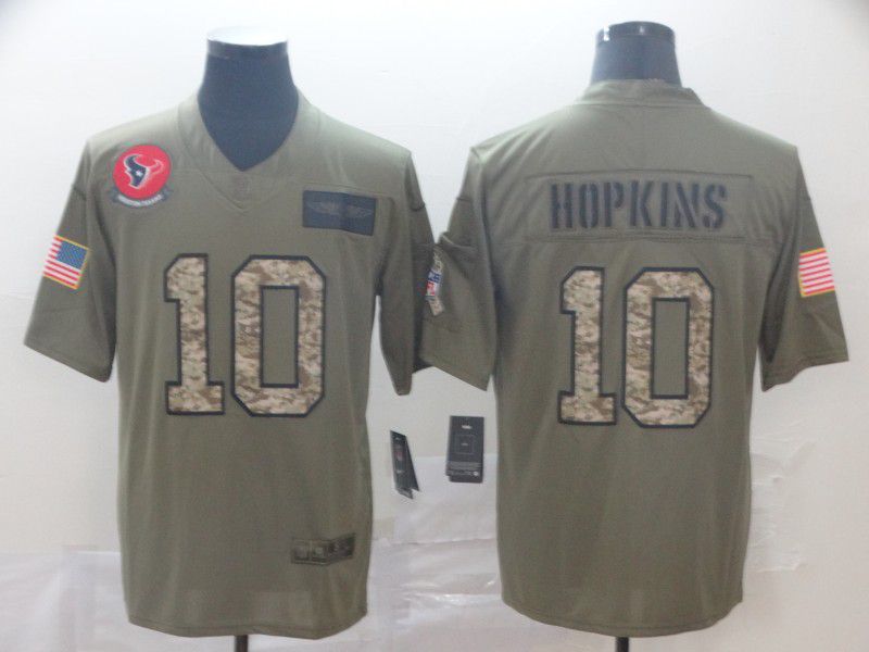 Men Houston Texans #10 Hopkins Nike 2019 Olive Camo Salute to Service Limited NFL Jerseys